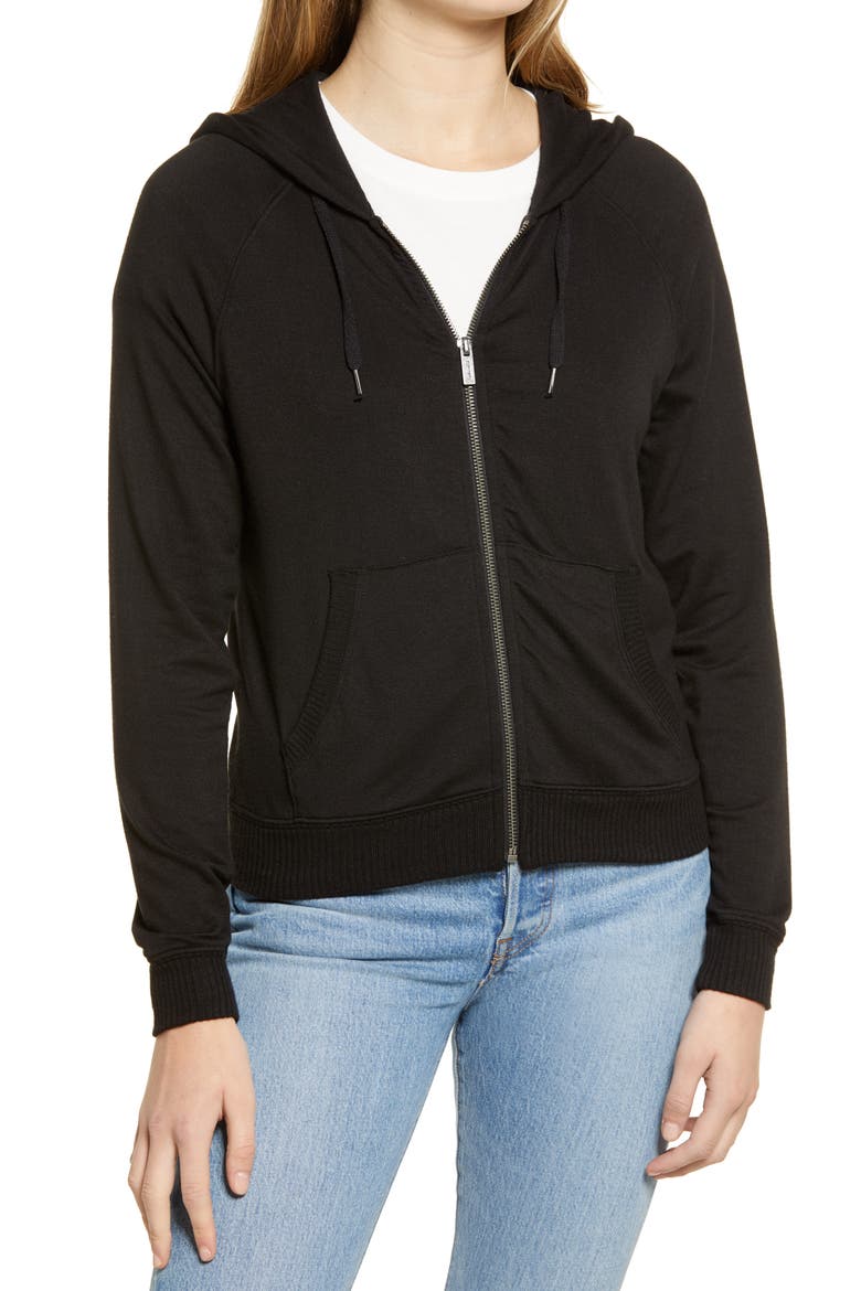 Zip-Up Hoodie, Alternate, color, BLACK