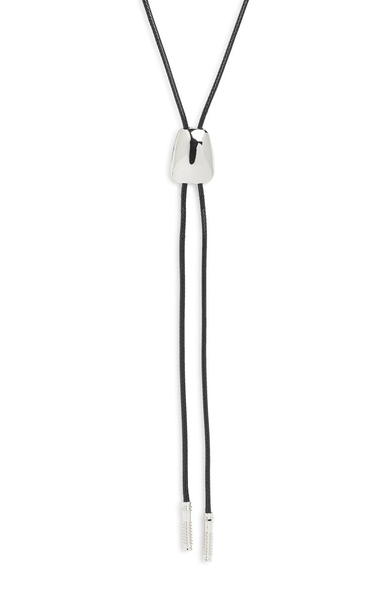 Open Edit Faux Leather Bolo Necklace, Alternate, color, Black- Silver