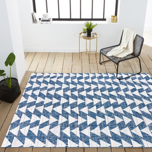 Jonathan Y Andratx Modern Geometric Indoor/outdoor Area Rug In Ivory/blue