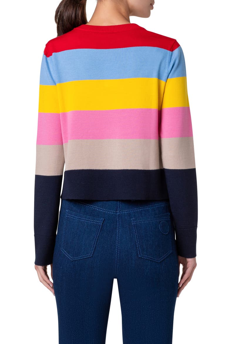Colorblock Stripe Crewneck Sweater, Alternate, color, BLUE MULTICOLOR