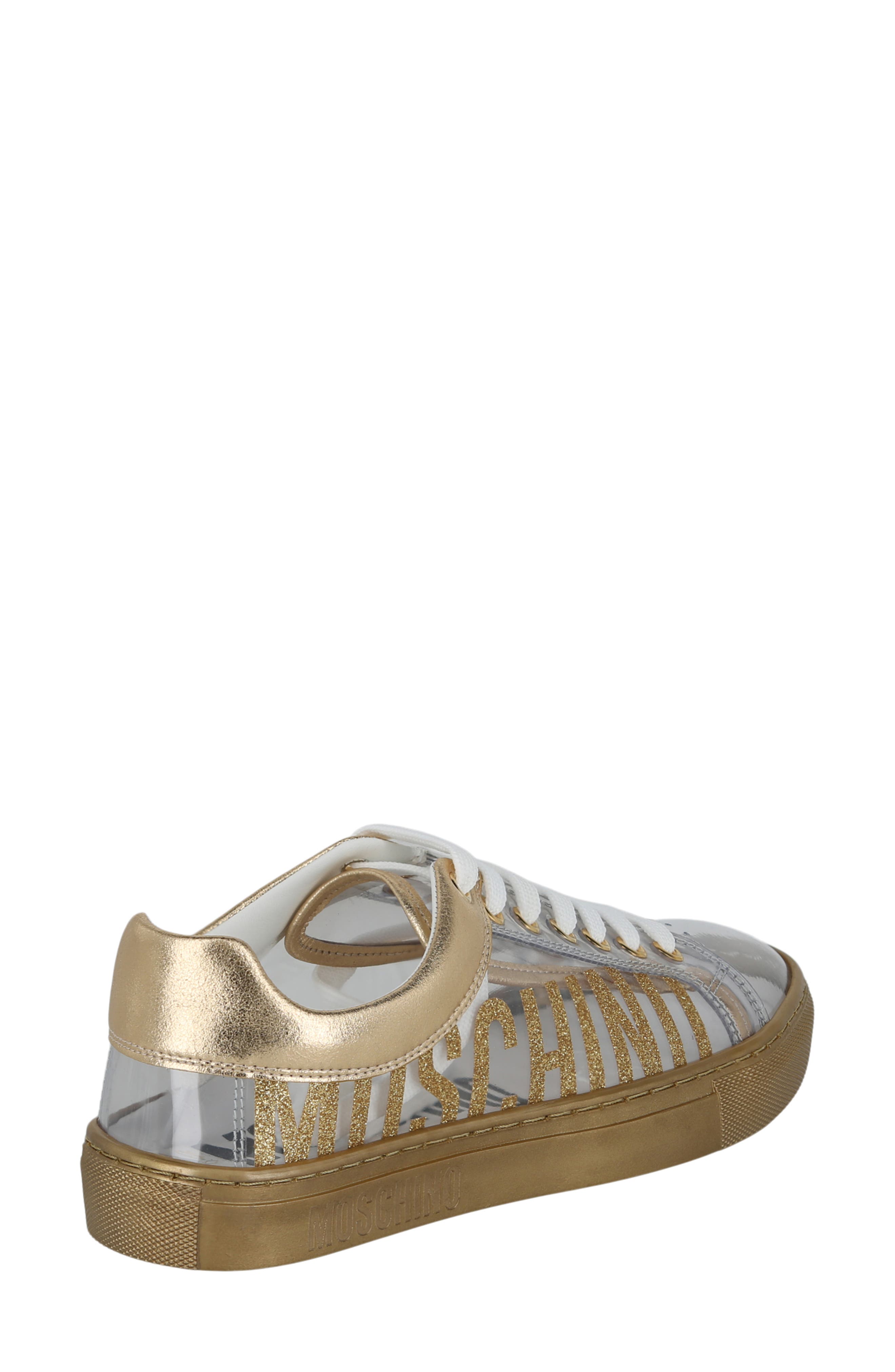 Moschino Metallic Low Top Sneaker, Alternate, color, Gold