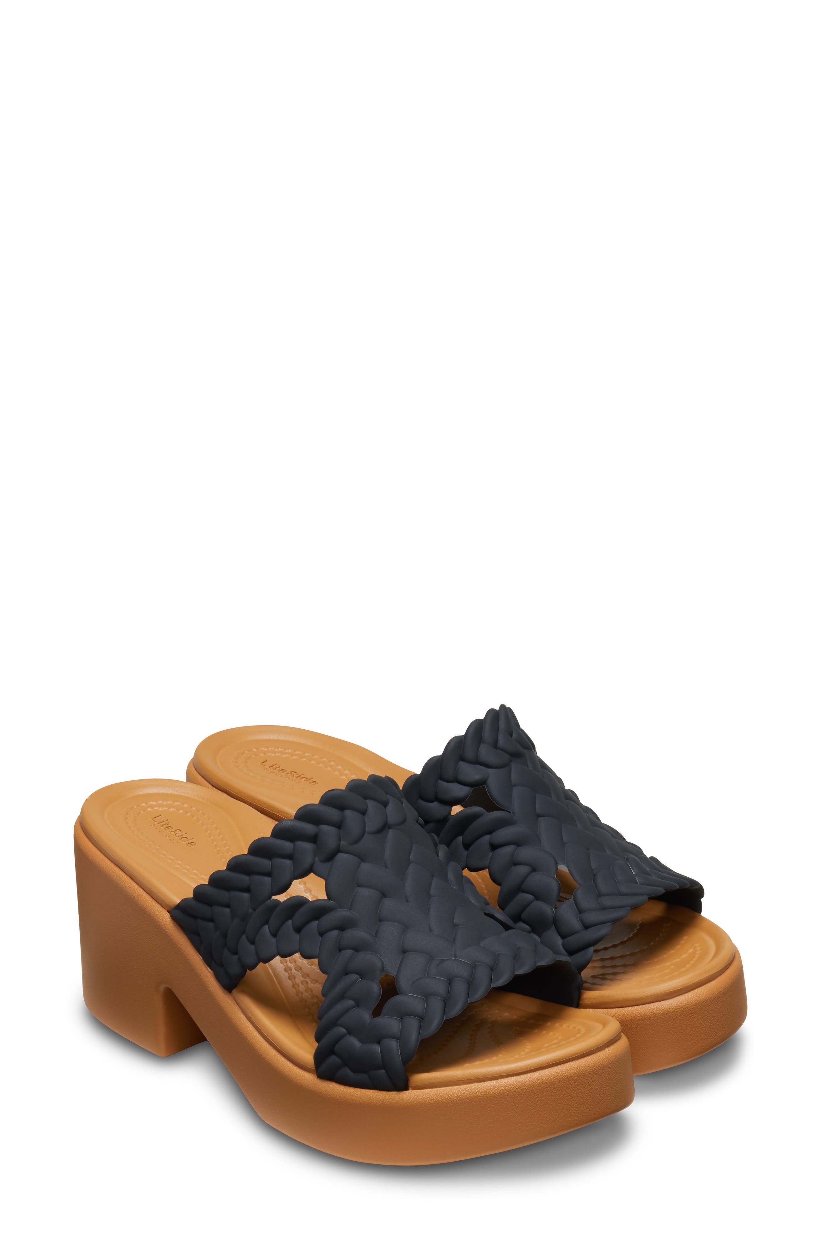 CROCS Woven Platform Slide Sandal, Alternate, color, Black