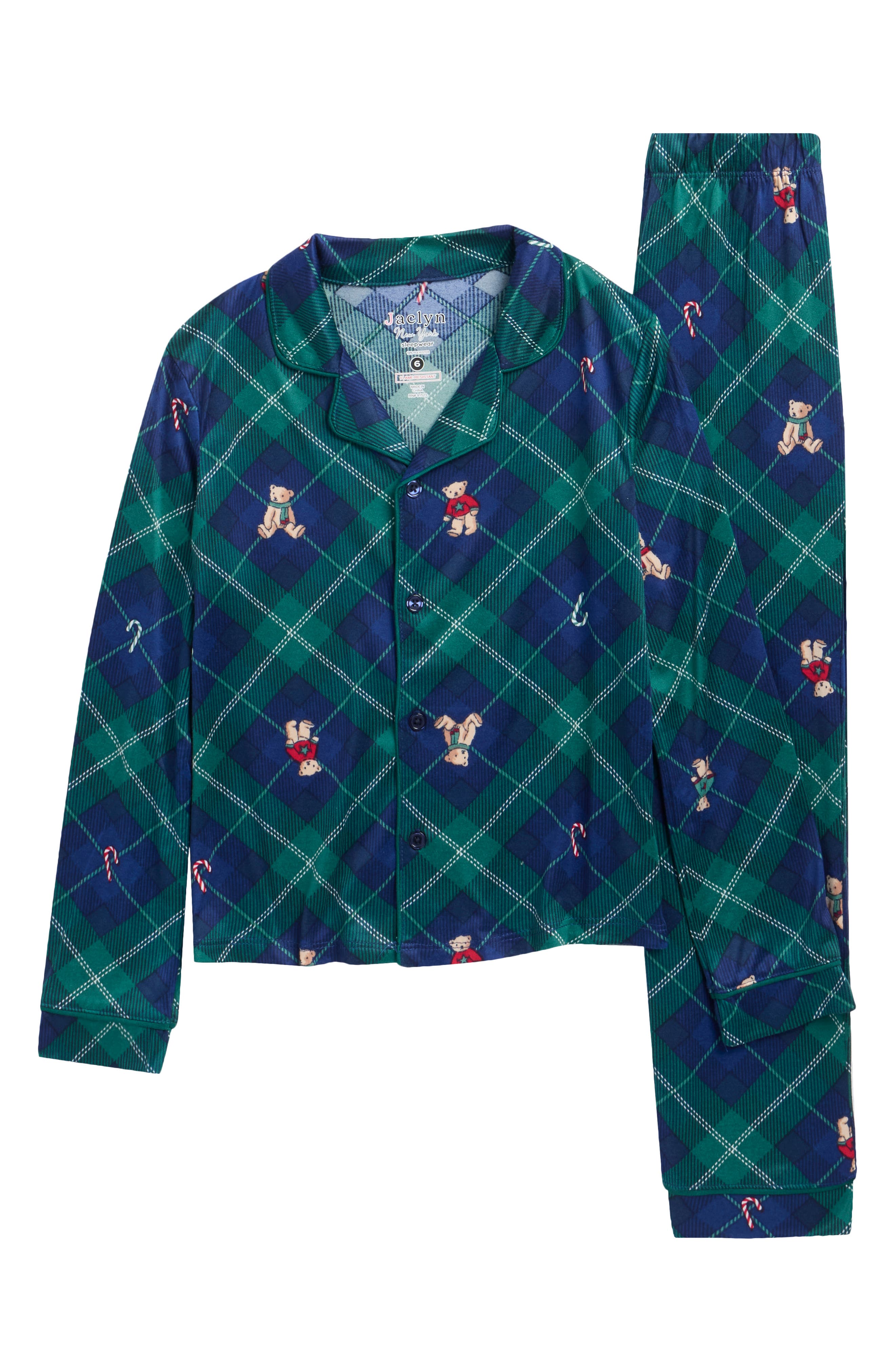 Kids' Argyle Teddy Bear Fitted Two-Piece Pajamas