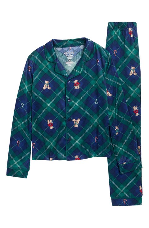 Kids' Argyle Teddy Bear Fitted Two-Piece Pajamas