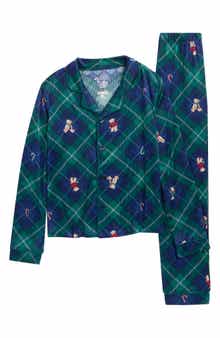 Kids' Argyle Teddy Bear Fitted Two-Piece Pajamas