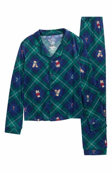 Kids' Argyle Teddy Bear Fitted Two-Piece Pajamas