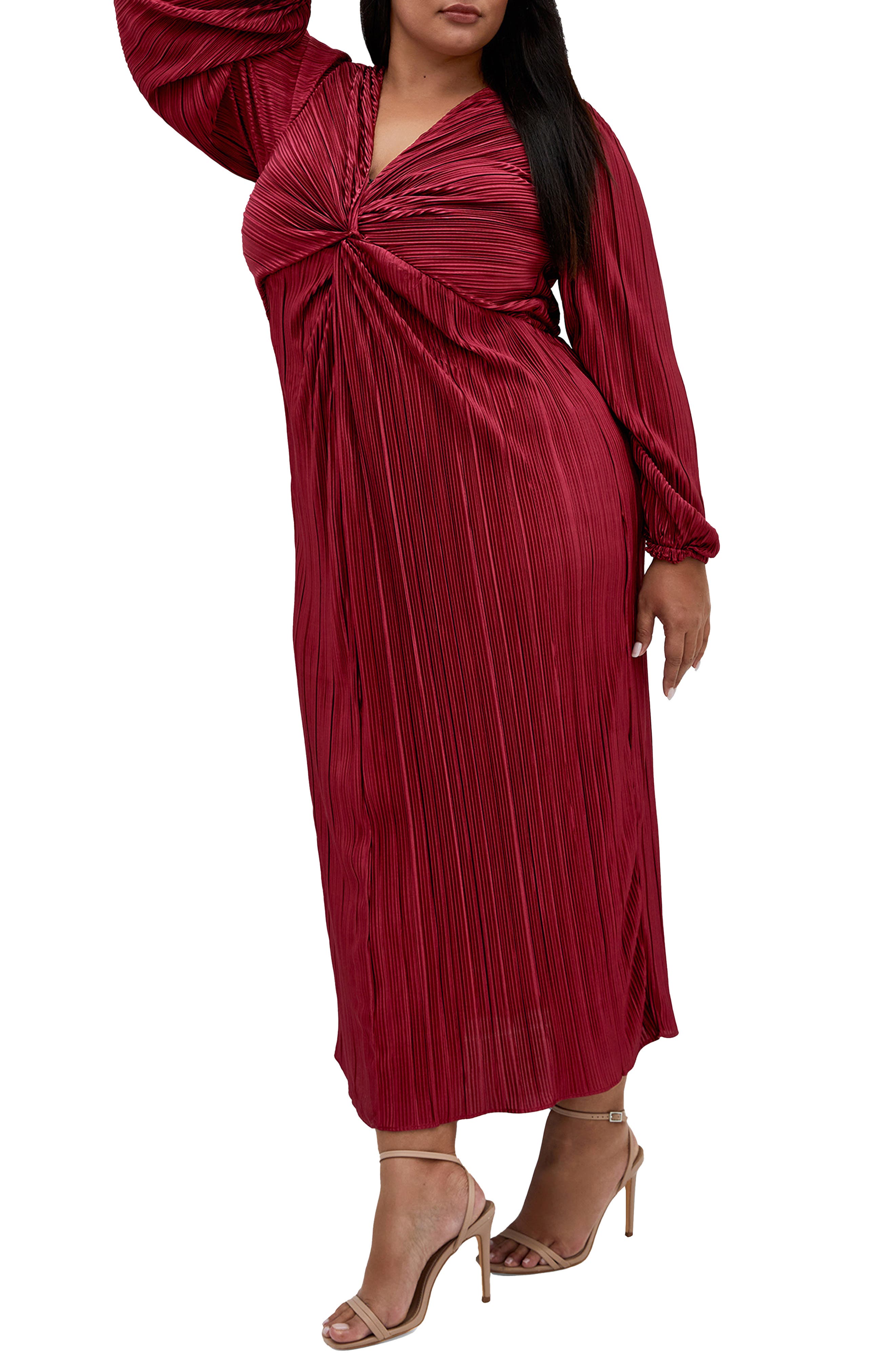 Kaya Pleated Long Sleeve Maxi Dress