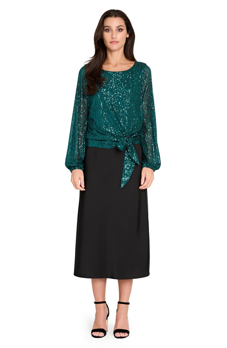 Tahari ASL Sequin Top, Alternate, color, Emerald
