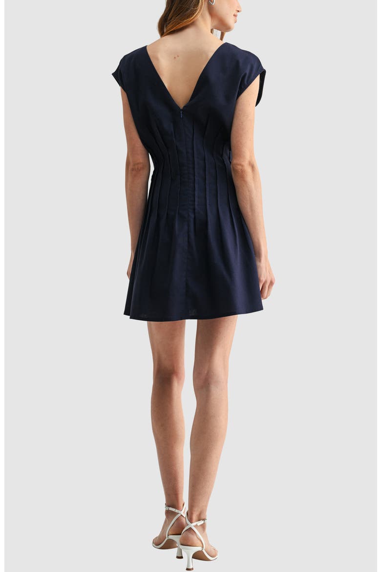 Pleated Cinched Waist Minidress, Alternate, color, NAVY