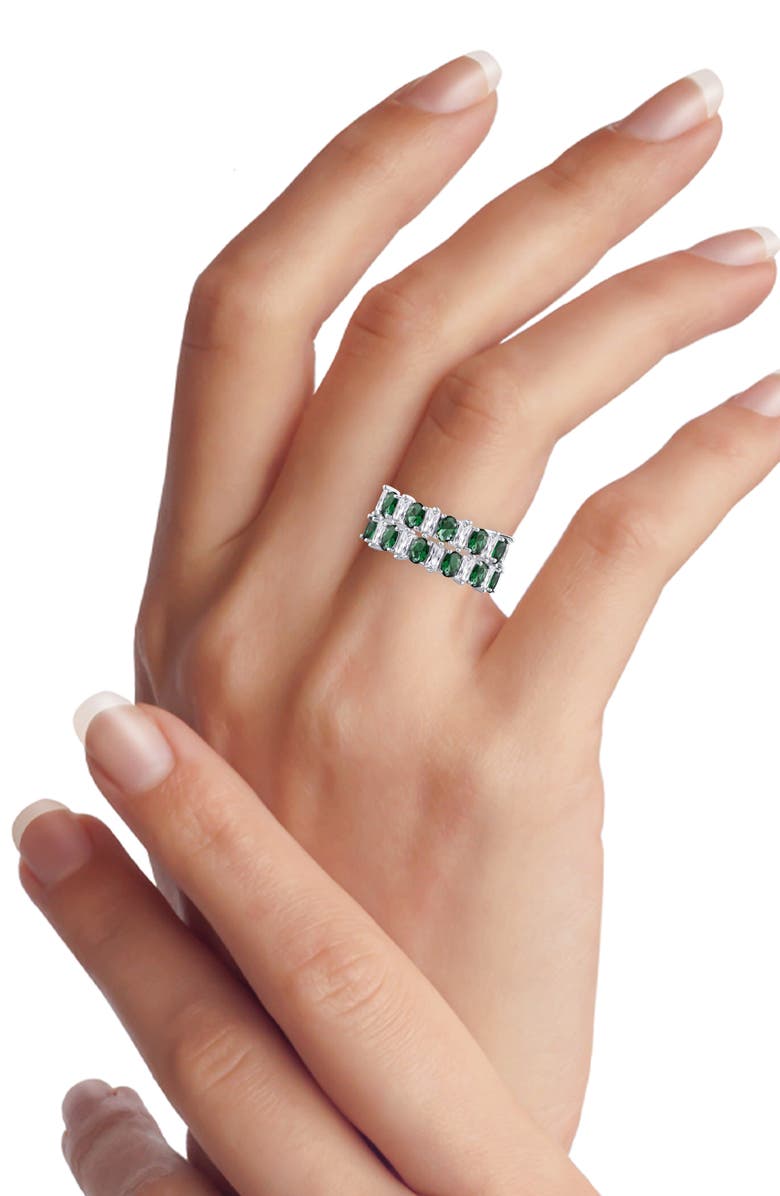 CZ by Kenneth Jay Lane Emerald & Oval Cubic Zirconia Ring, Alternate, color, Green/ Silver