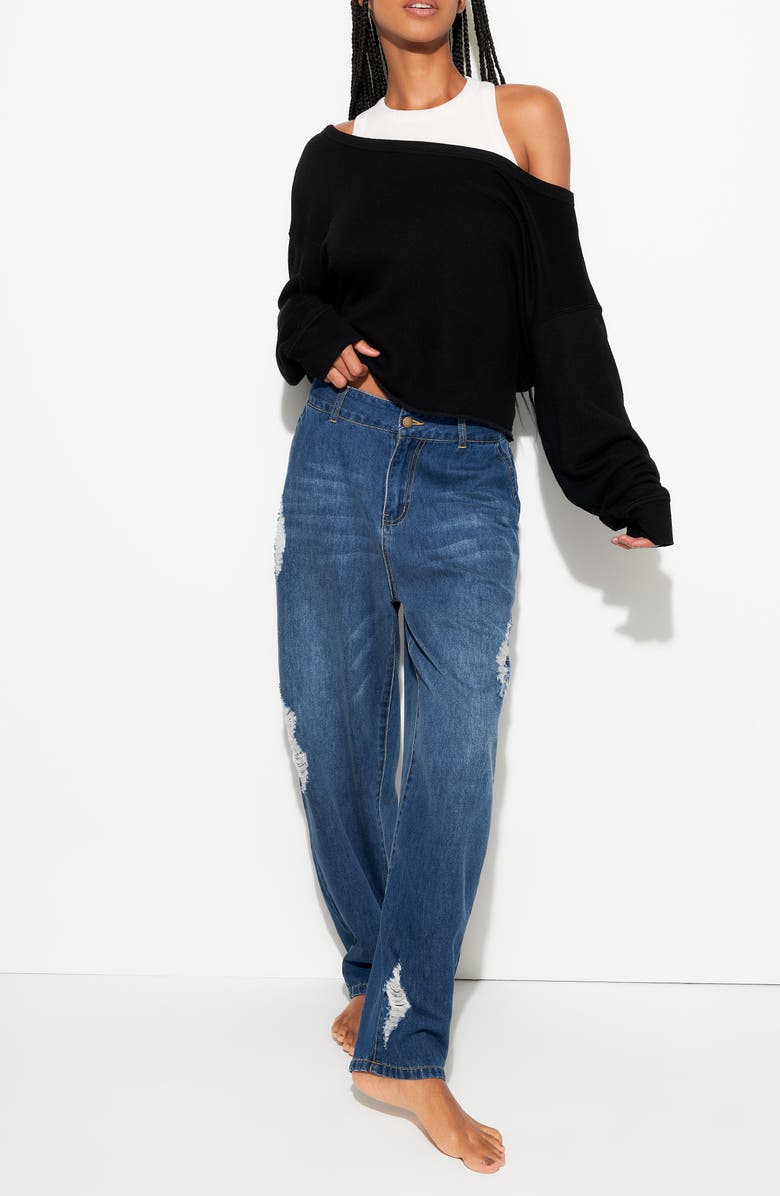 Spiritual Gangster Bella Off the Shoulder Sweatshirt, Alternate, color, 