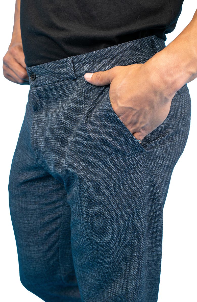 Maceoo Waves Blue Stretch Flat Front Pants, Alternate, color, 