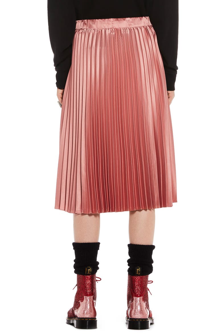 Shiny Pleated Midi Skirt, Alternate, color, BLOSSOM PINK