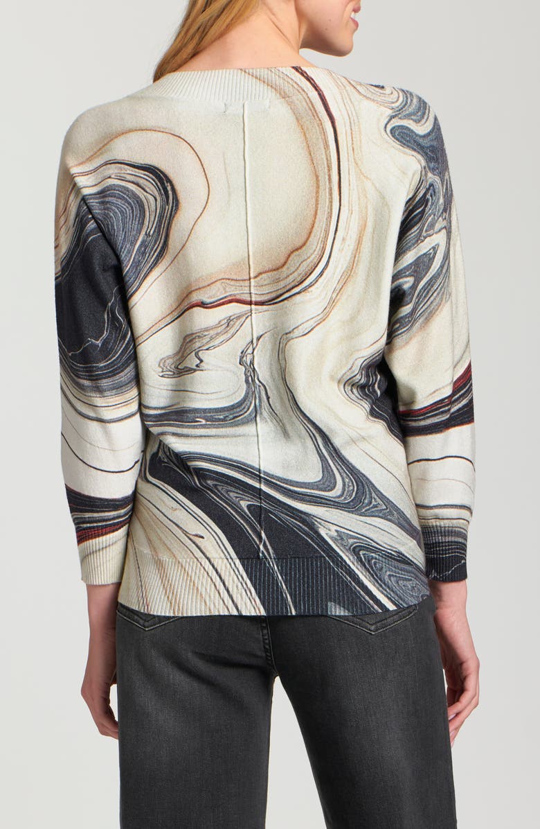 APNY Sunset Marble Print V-Neck Sweater, Alternate, color,
