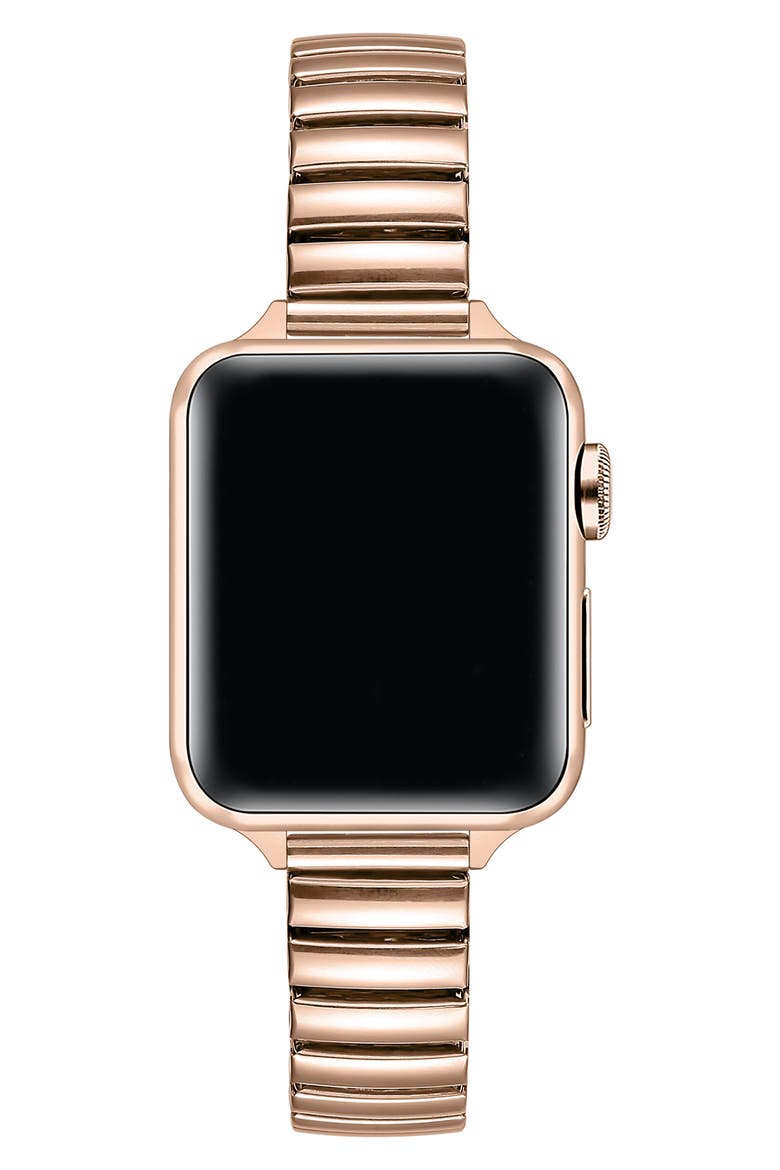 Slink Skinny Elastic Stainless Steel Apple Watch® Watchband, Alternate, color, ROSE GOLD