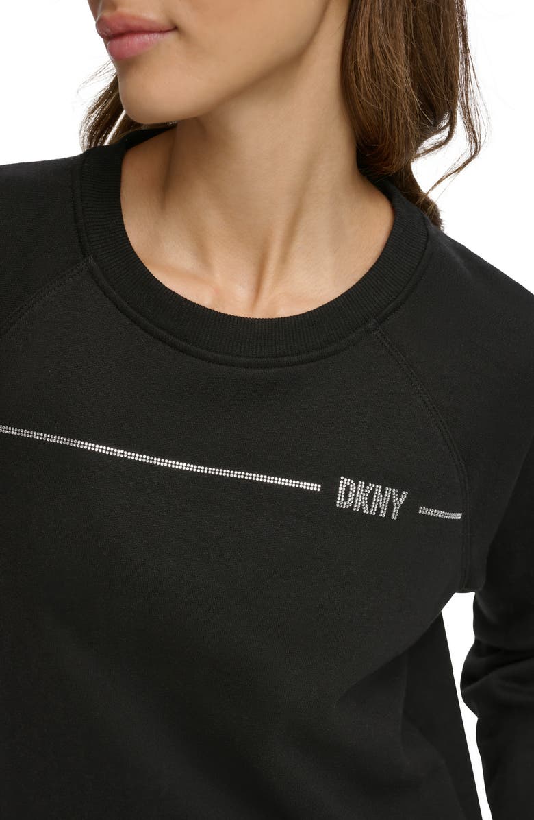 DKNY Rhinestone Stripe Logo Raglan Sleeve T-Shirt, Alternate, color, 