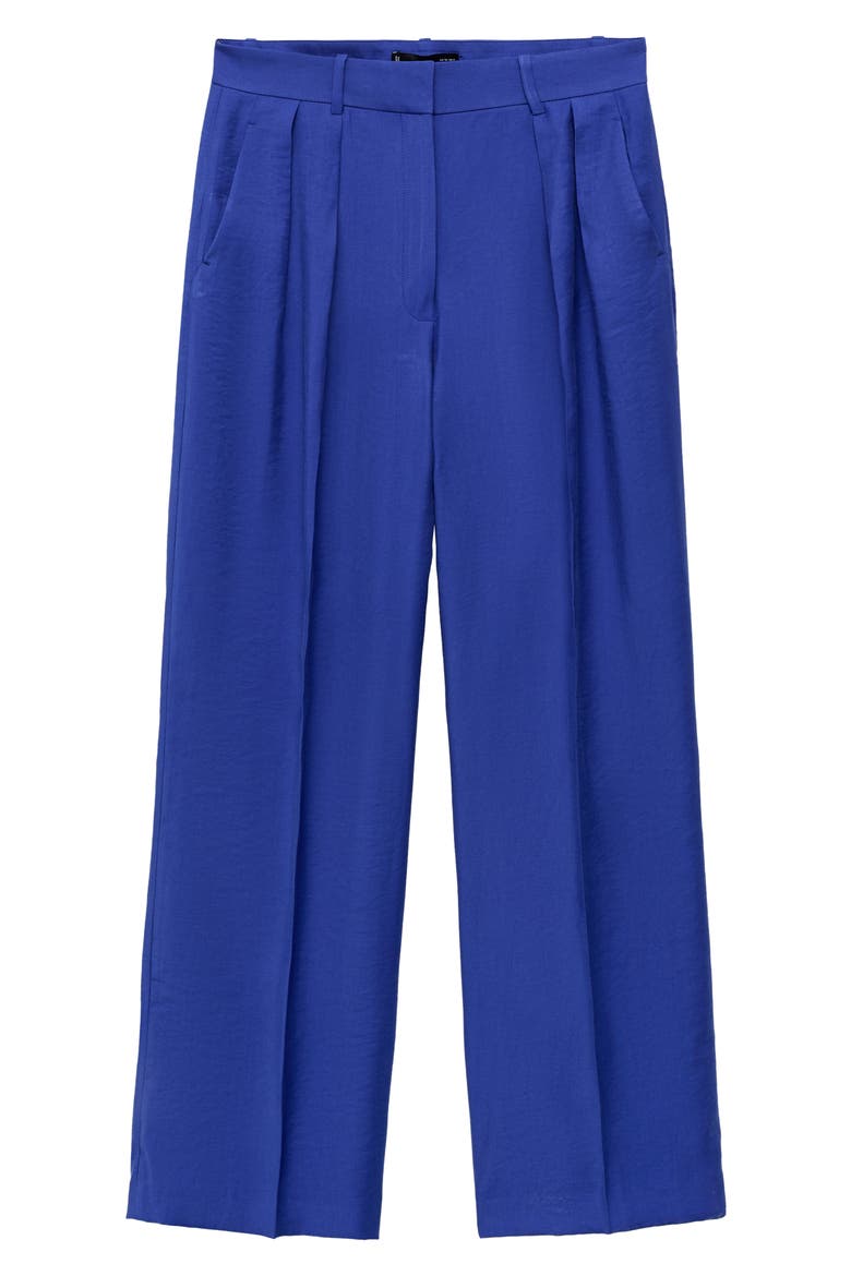 Pleat Front Wide Leg Suit Pants, Alternate, color, BLUE