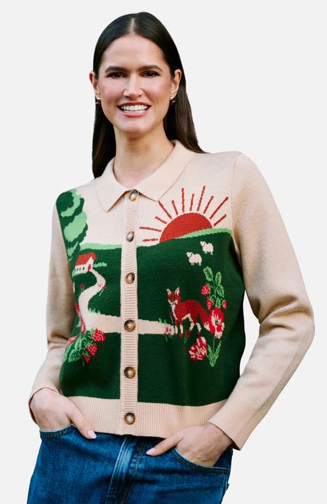 Sunrise Fox Collared Cardigan