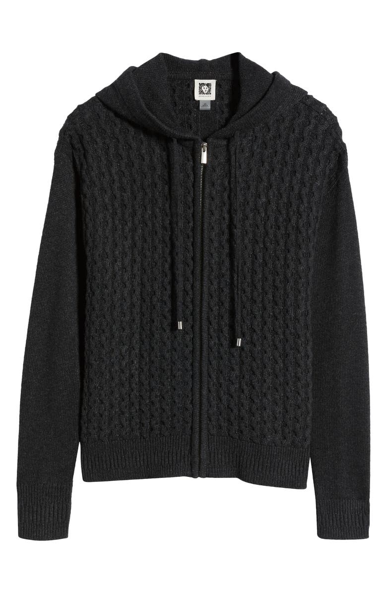 Anne Klein Cable Stitch Zip Hoodie, Alternate, color, 