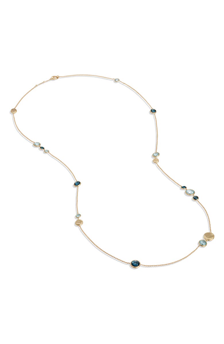 Marco Bicego Jaipur Collection Mixed Blue Topaz Necklace, Main, color, Yellow Gold