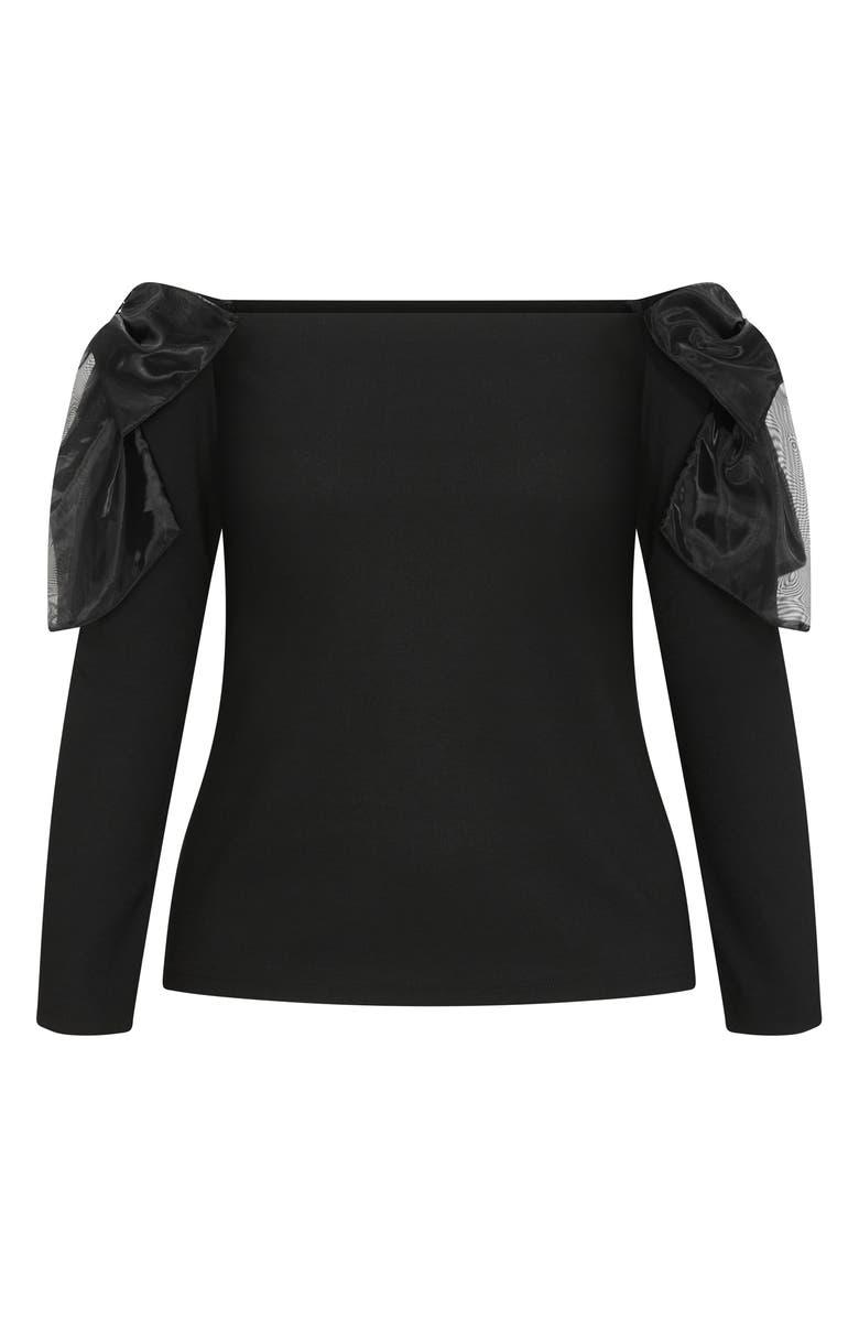 City Chic Stacie Off the Shoulder Long Sleeve Top, Alternate, color, Black