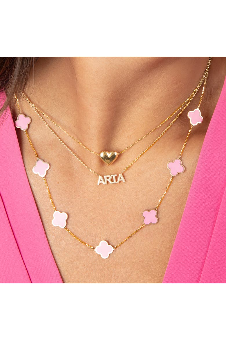 Gold Puffy Heart Necklace, Alternate, color, Yellow Gold