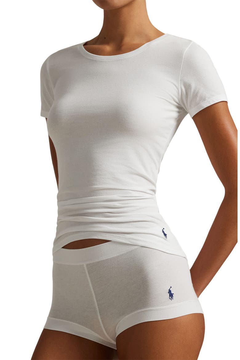 Cotton Blend T-Shirt & Boyshorts Set, Alternate, color, WHITE CLOUD