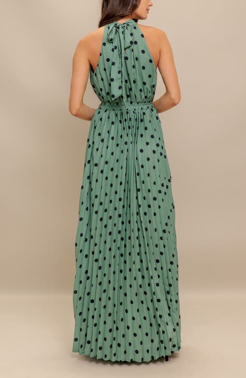 Flying Tomato Polka Dot Halter Maxi Dress In Green