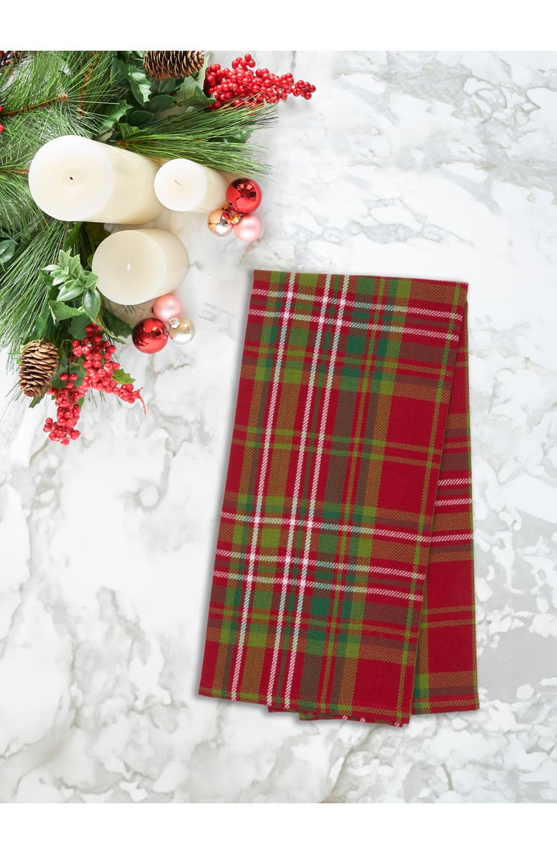 C&F Home 27' X 18" Jonah Plaid Woven Cotton Kitchen Dish Towel Red White and Green Plaid, Alternate, color, Red