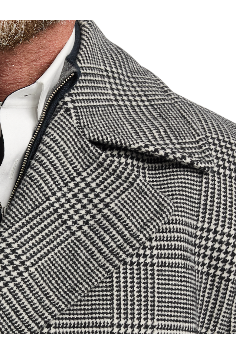 Wool Blend Plaid Double Breasted Topcoat, Alternate, color, Black/White
