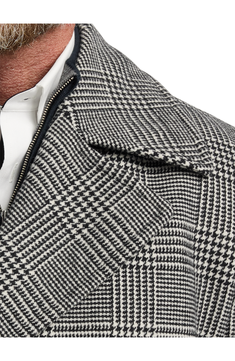 Paul Fredrick Wool Blend Plaid Double Breasted Topcoat, Alternate, color, Black/White