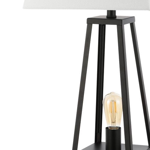 Jonathan Y Waylon 28.5" Classic Industrial Iron Nightlight Led Table Lamp With Usb Charging Port In Black