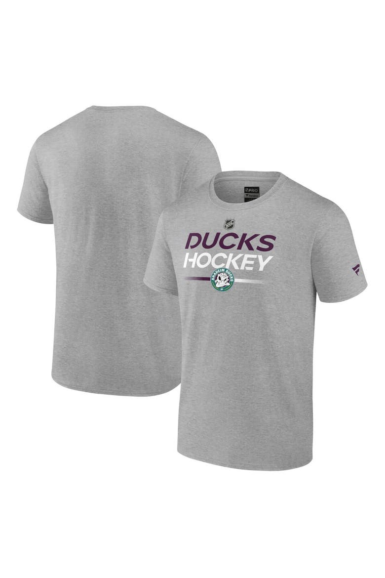 Men's Fanatics Branded Heather Gray Anaheim Ducks Authentic Pro Wordmark Alternate Logo T-Shirt, Main, color, Heather Gray