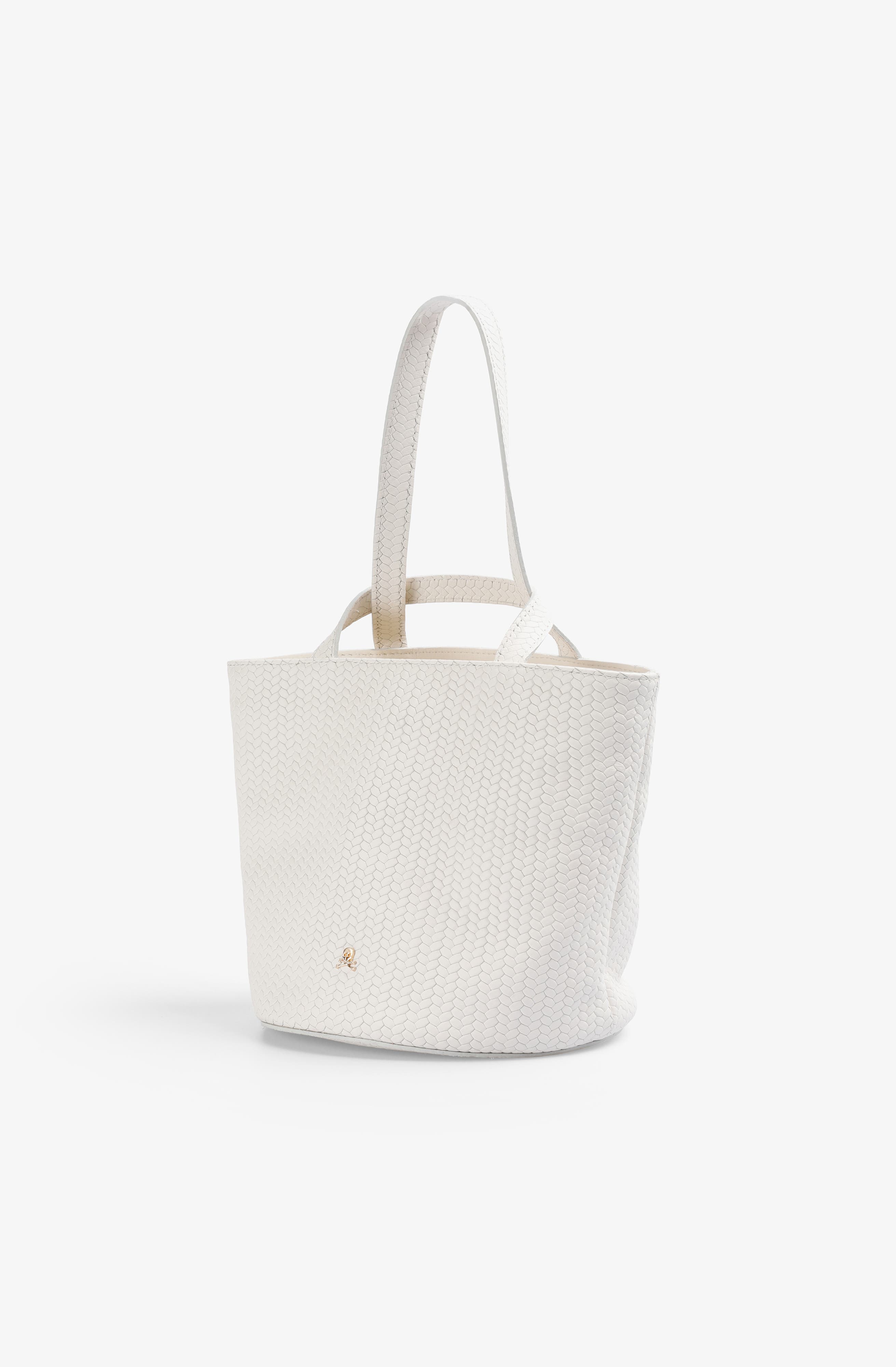 Scalpers Mini Cube Woven Leather Bag, Alternate, color, Offwhite