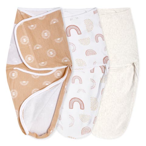 Easy Swaddle Wrap Quick Change with Bottom Zipper, Snug Cotton Knit Baby Wrap Swaddle Blanket for Newborns, TOG 1.0, 3-Pack