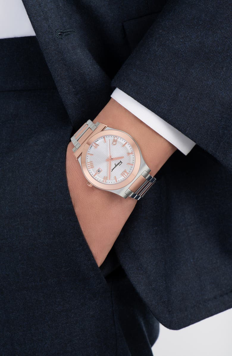 FERRAGAMO Gancini Bracelet Watch, 41mm, Alternate, color, Two Tone