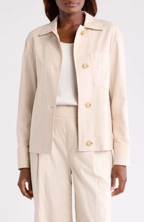 Linen Blend Shirt Jacket
