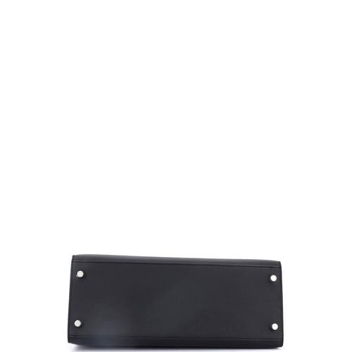 Pre-owned Hermes  Hermes Kelly Handbag Black Epsom With Palladium Hardware 28 In Black