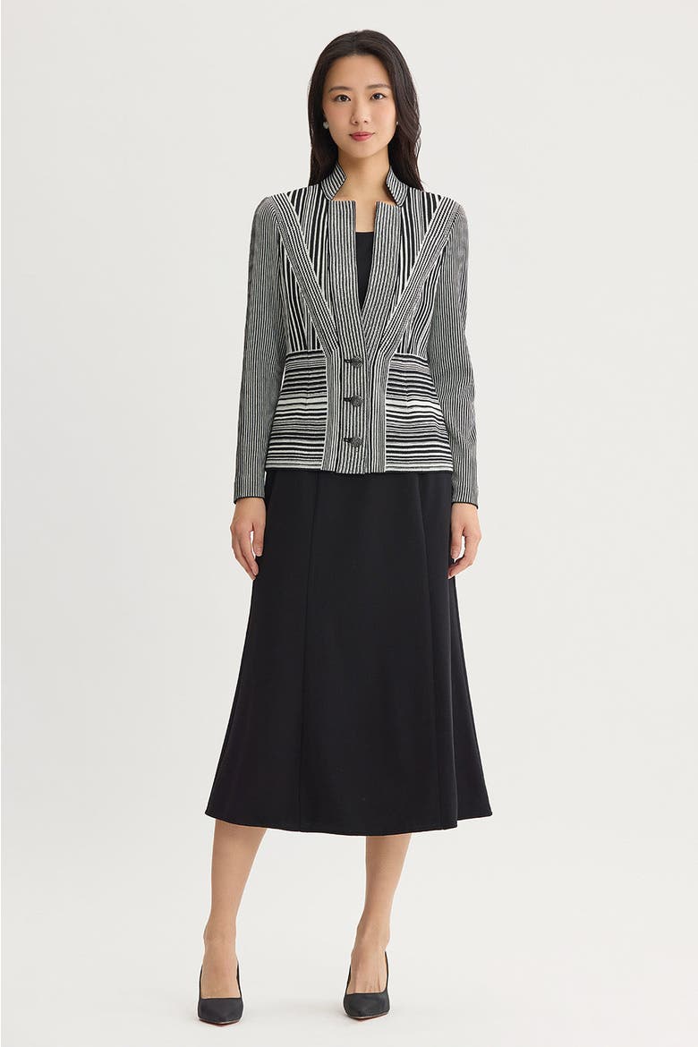 Monochrome Striped Knit Jacket, Alternate, color, Black