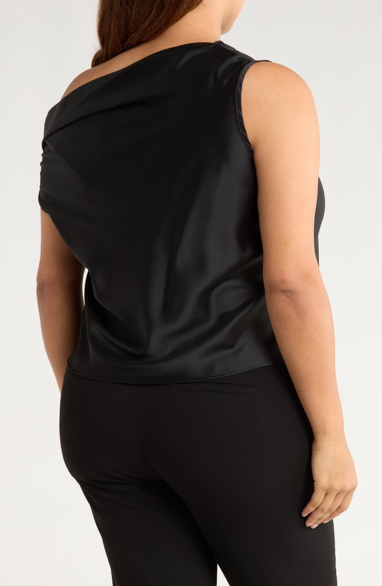 Renee C Cowl Off Shoulder Satin Top, Alternate, color, Black