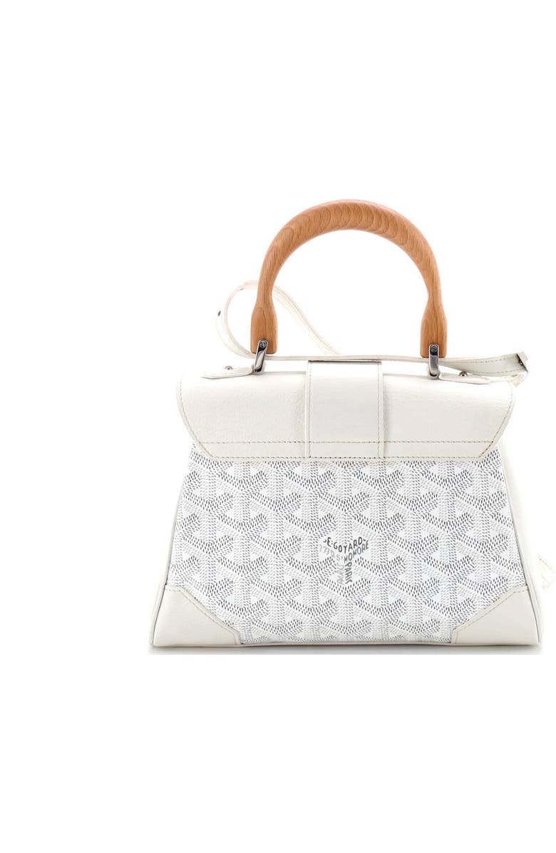 Pre-Owned Goyard Saigon Top Handle Bag Coated Canvas with Leather Mini, Alternate, color, White