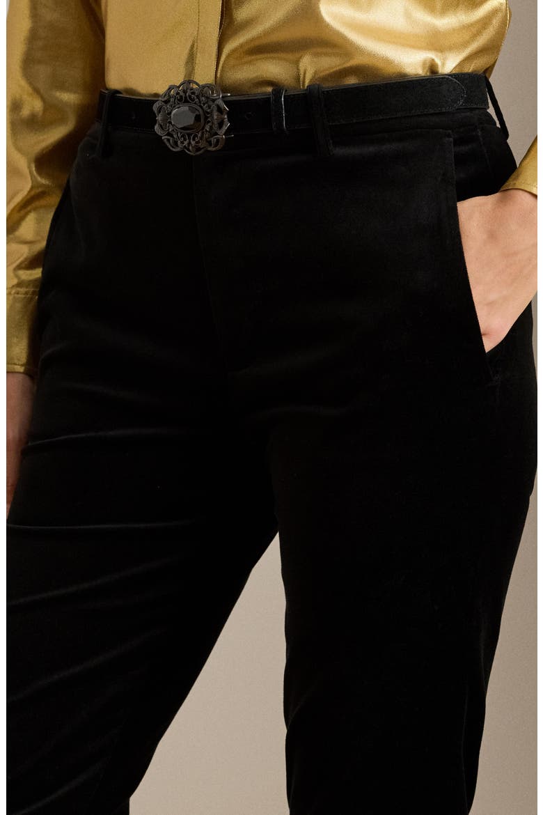 Stretch Velvet Ankle Straight Leg Pants, Alternate, color, BLACK VELVET
