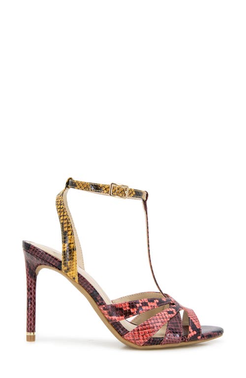 Kenneth Cole Liona Embossed T-strap Sandal In Multi Postal Snake