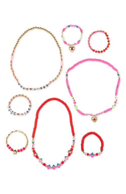 CAPELLI NEW YORK CAPELLI NEW YORK KIDS' ASSORTED 7-PACK STRAWBERRY BRACELET & NECKLACE SET