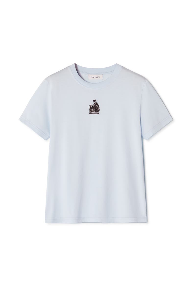 Mother And Daughter Embroidered Cotton Jersey T-Shirt, Alternate, color, Pale blue
