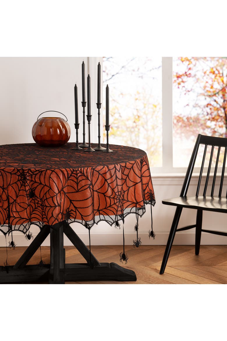 Threadmade Crawling Halloween Spider Lace Lined Tablecloth | Nordstrom