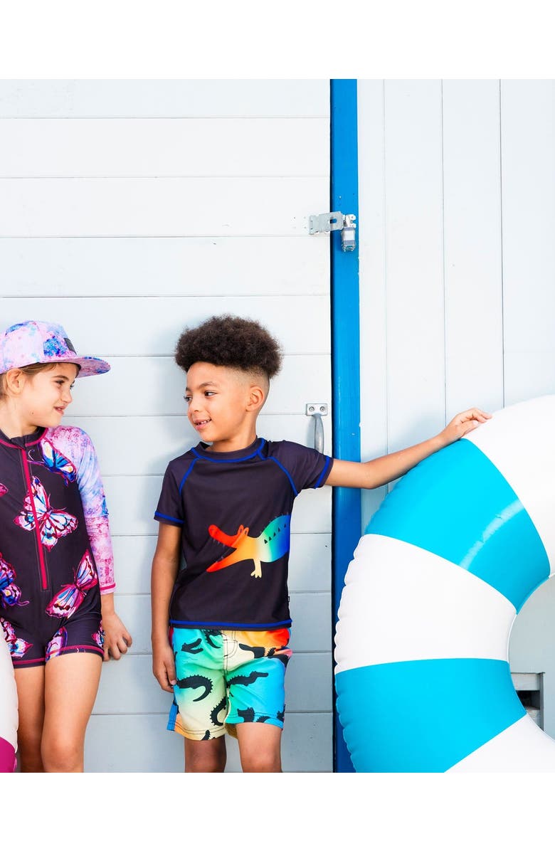 Deux par Deux Boy's Printed Boardshorts Multicolored Crocodile, Alternate, color,