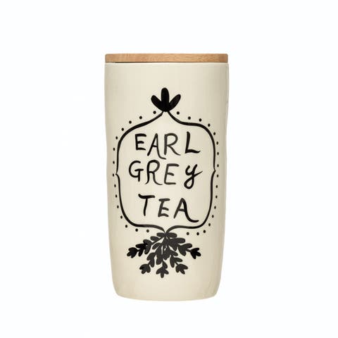 Stoneware Jar with Lid "Earl Grey Tea"