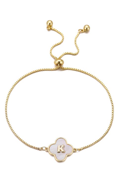 Mother of Pearl Initial Clover Bracelet