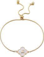 Adornia Mother of Pearl Initial Clover Bracelet